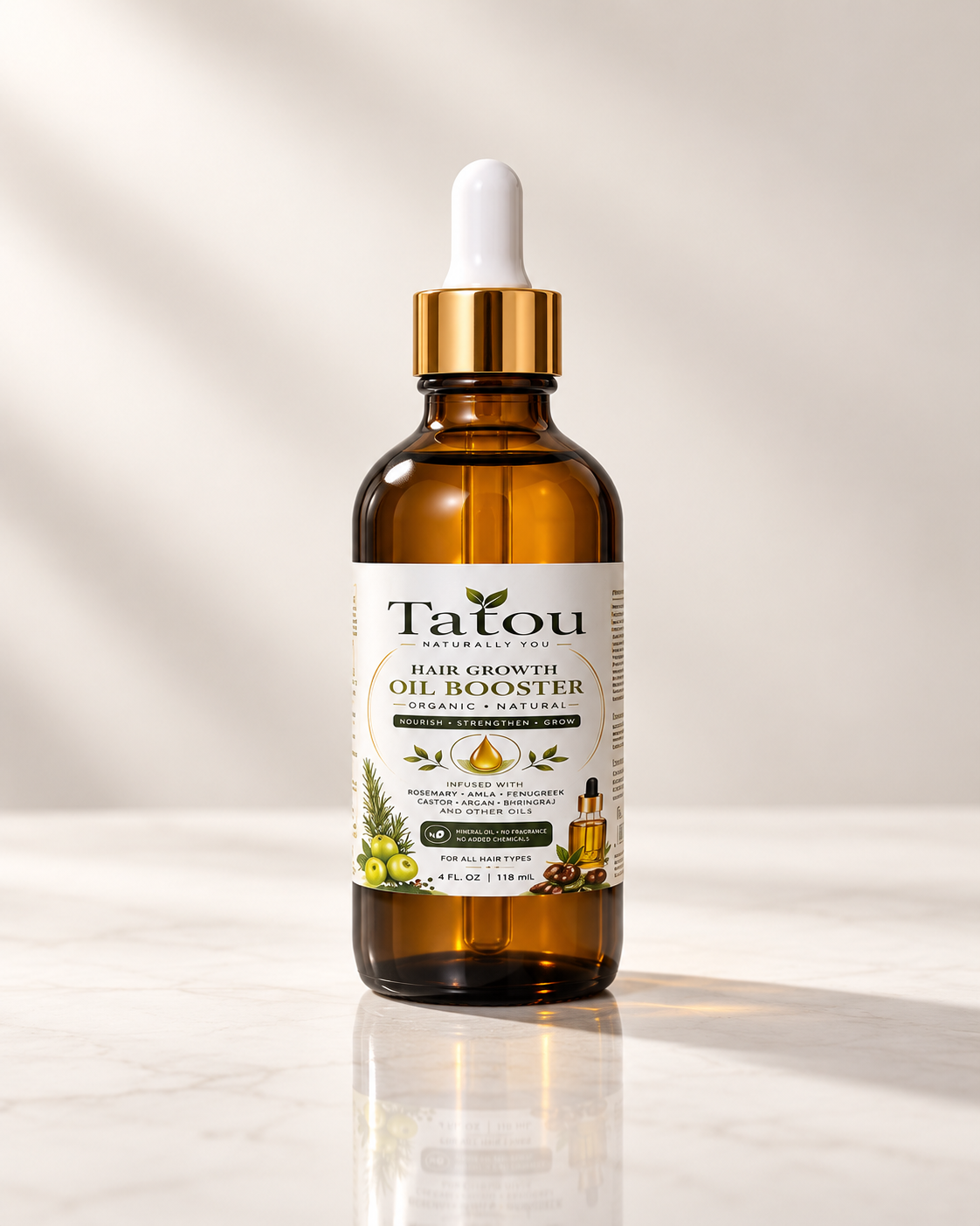 TATOU Hair Growth Oil Booster | Rosemary, Black Seed & Biotin | 4 oz